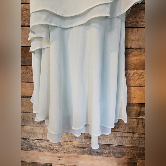 H&M Women's Mint Green Layered Tiered Ruffle Mini Dress Size 6 - Picture 7 of 16
